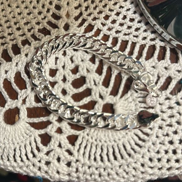 Men’s FAUX 925 Sterling Silver Cuban Curb Link Bracelet Length 8”  Bracelet - Picture 3 of 4